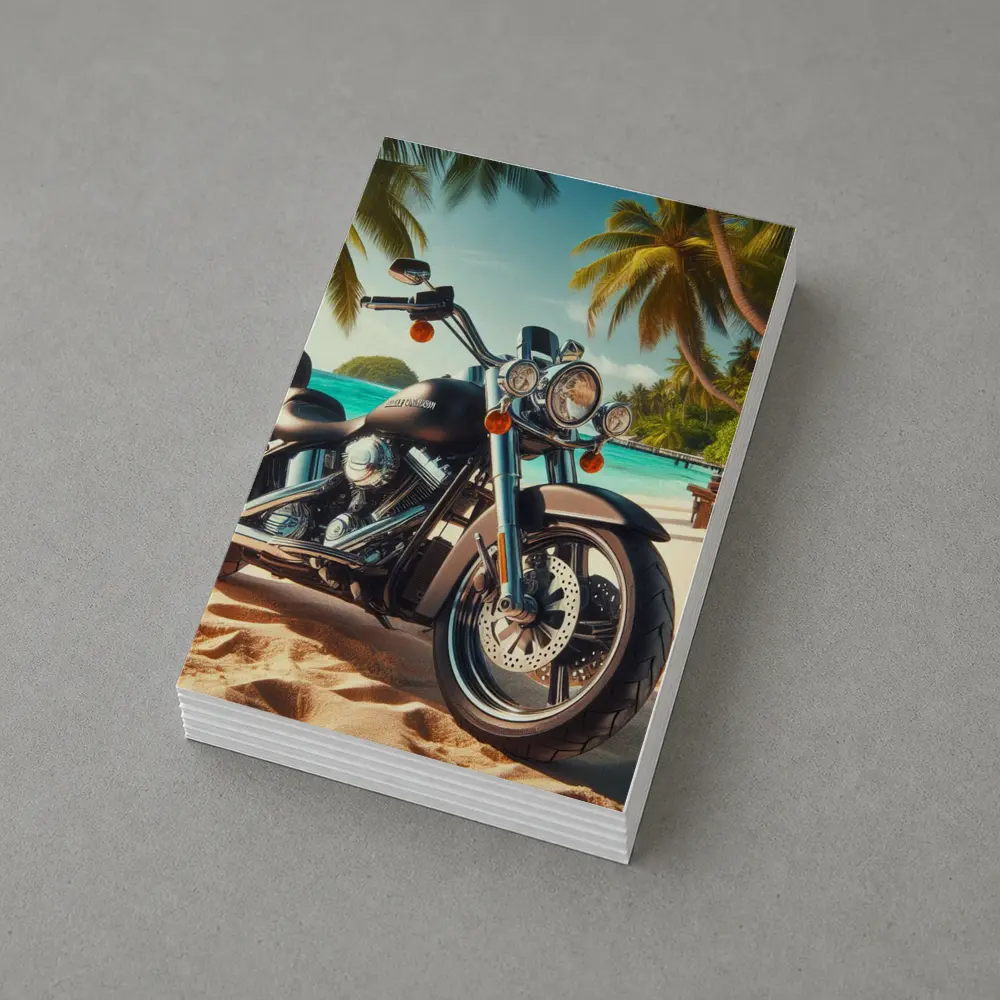 Harley Davidson Cruiser Motorcycle Tropical Beach – Postcards