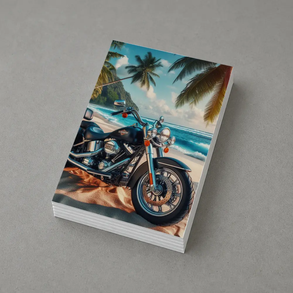 Harley Davidson Cruiser Motorcycle Tropical Beach – Postcards