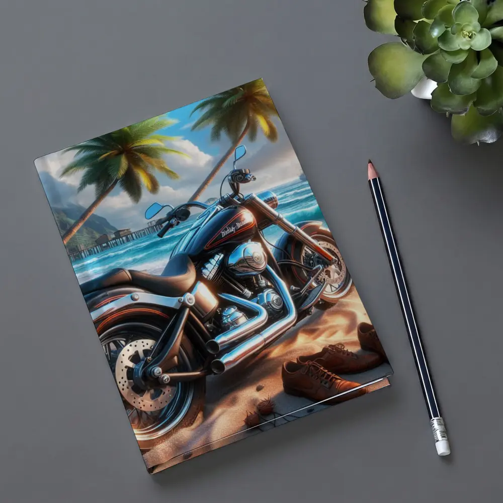 Harley Davidson Cruiser Motorcycle Tropical Beach – Notebooks