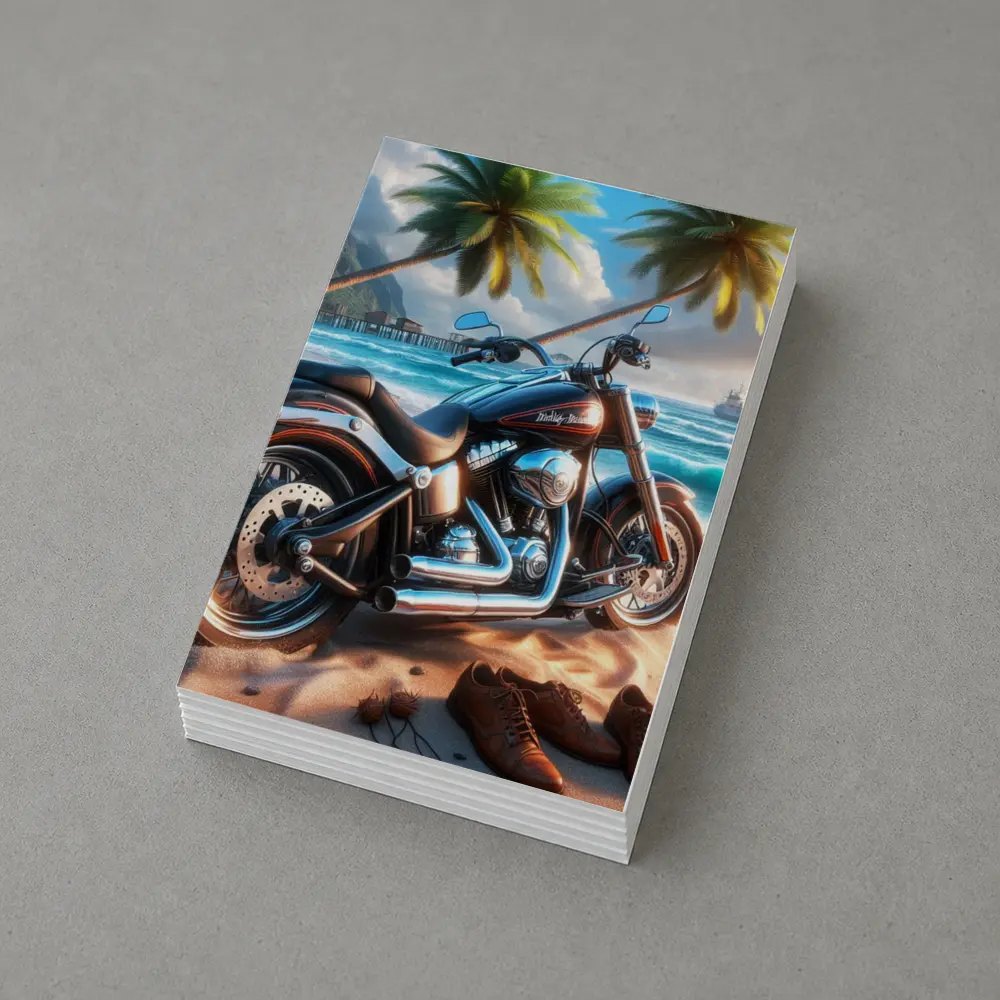 Harley Davidson Cruiser Motorcycle Tropical Beach – Postcards
