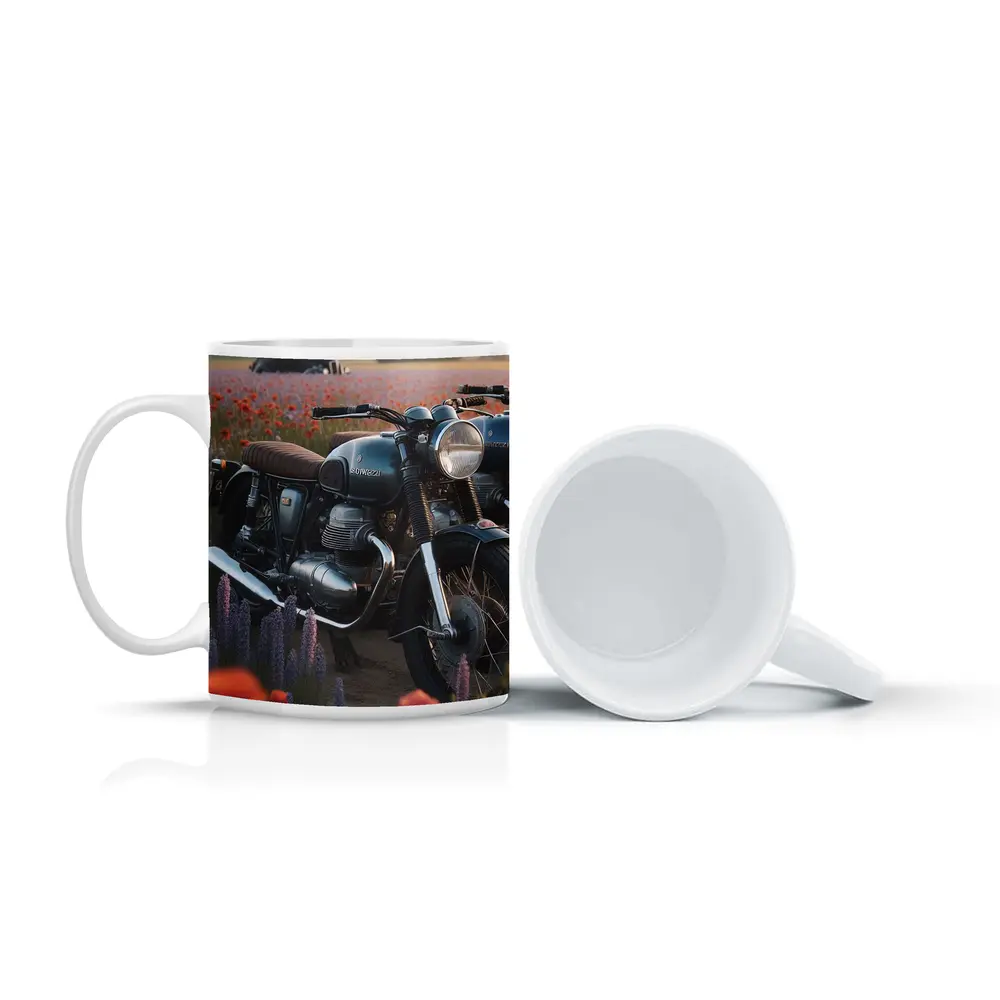 Vintage Moto Guzzi Motorcycle Poppy Field – Mugs