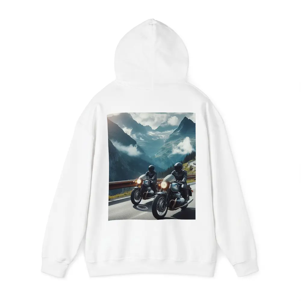 Two Classic Motorcycles on Mountain Road – Hoodies