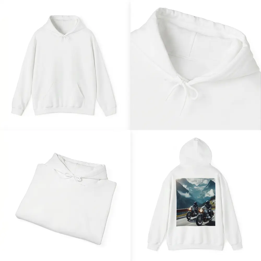 Two Classic Motorcycles on Mountain Road – Hoodies