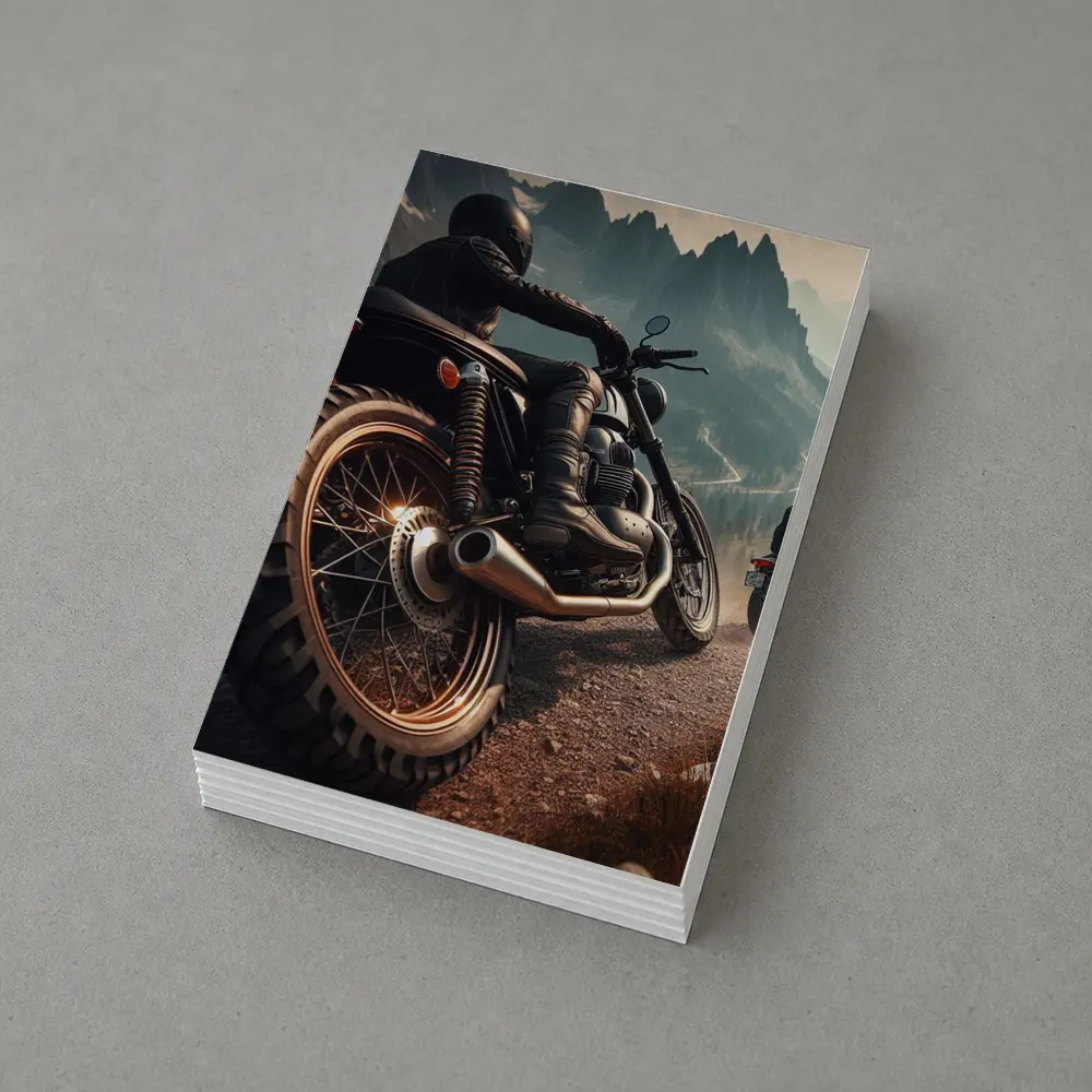 Scrambler Motorcycle Rider Mountain Road – Postcards