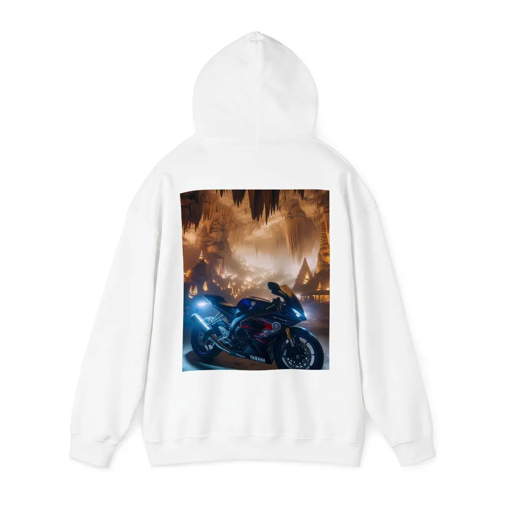 Yamaha Sport Bike Inside Glowing Cave – Hoodies