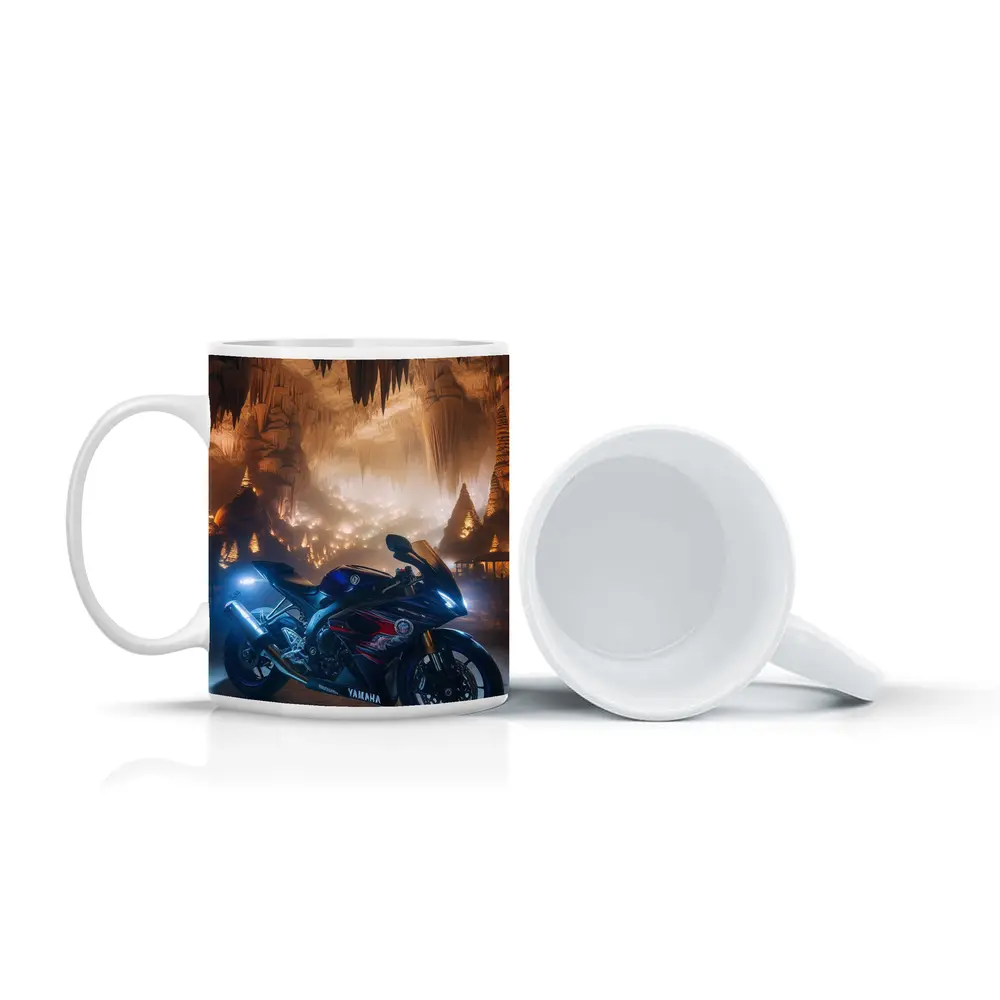 Yamaha Sport Bike Inside Glowing Cave – Mugs