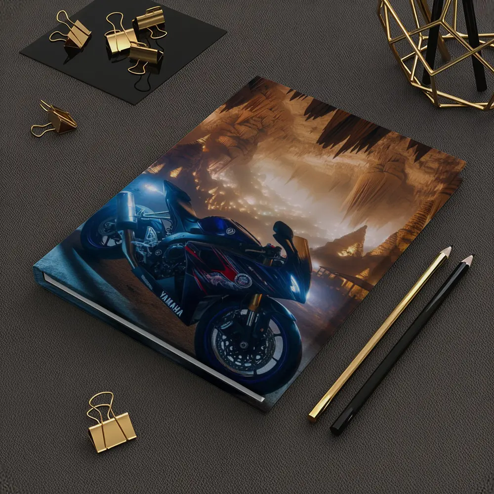 Yamaha Sport Bike Inside Glowing Cave – Notebooks