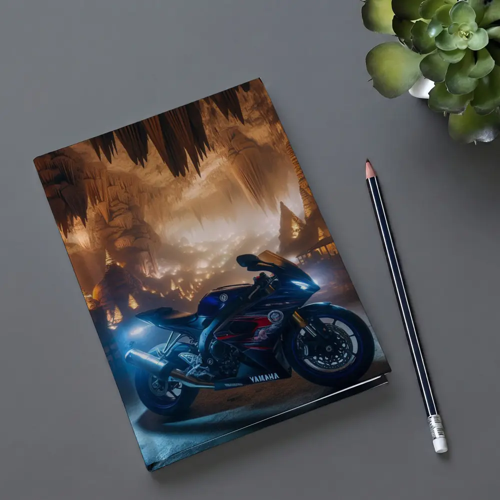 Yamaha Sport Bike Inside Glowing Cave – Notebooks