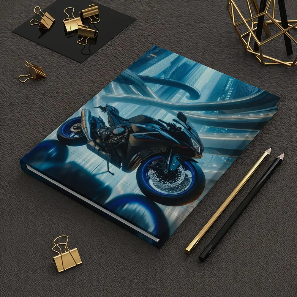 Sport Bike Superbike Futuristic City Blue Night – Notebooks