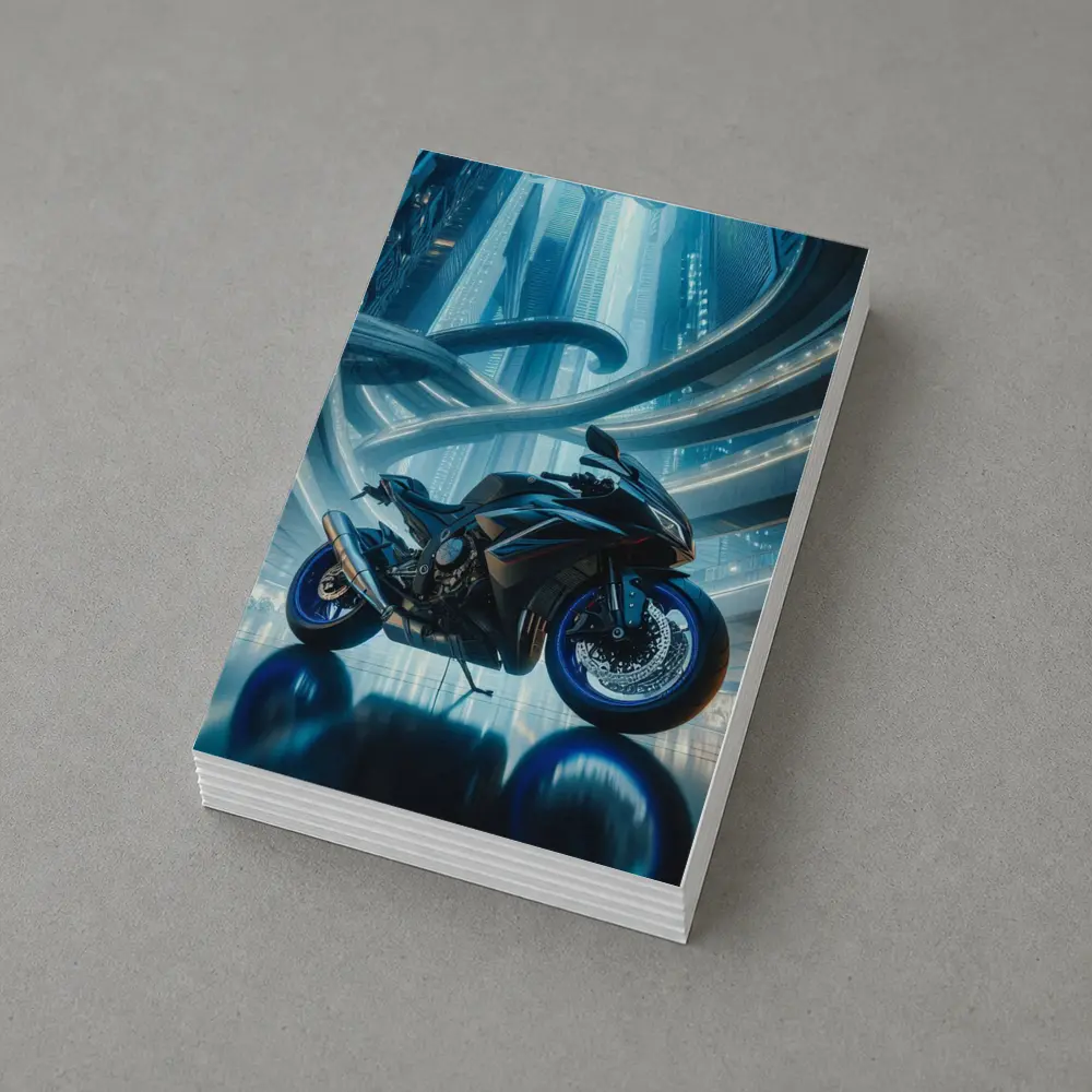 Sport Bike Superbike Futuristic City Blue Night – Postcards