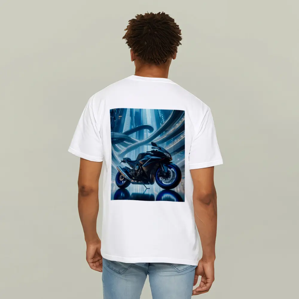 Sport Bike Superbike Futuristic City Blue Night – T-Shirts