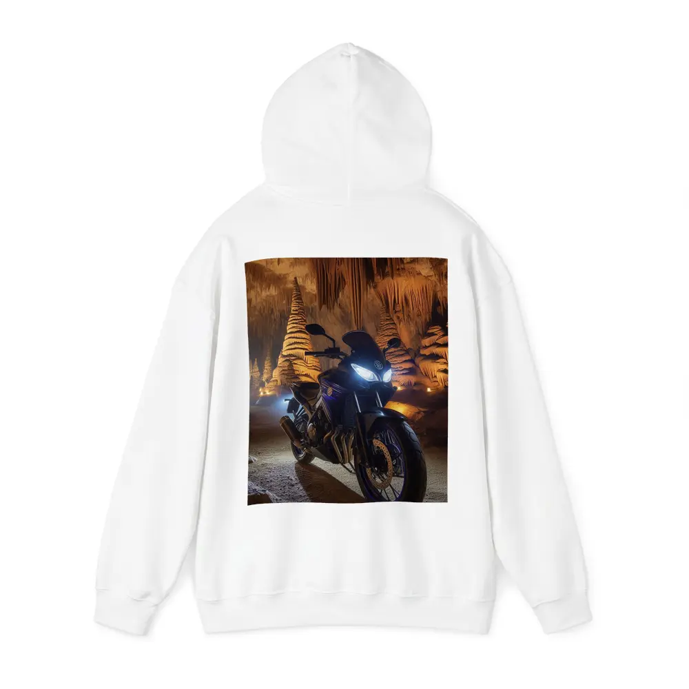 Yamaha Motorcycle Parked Inside Dramatic Cave – Hoodies