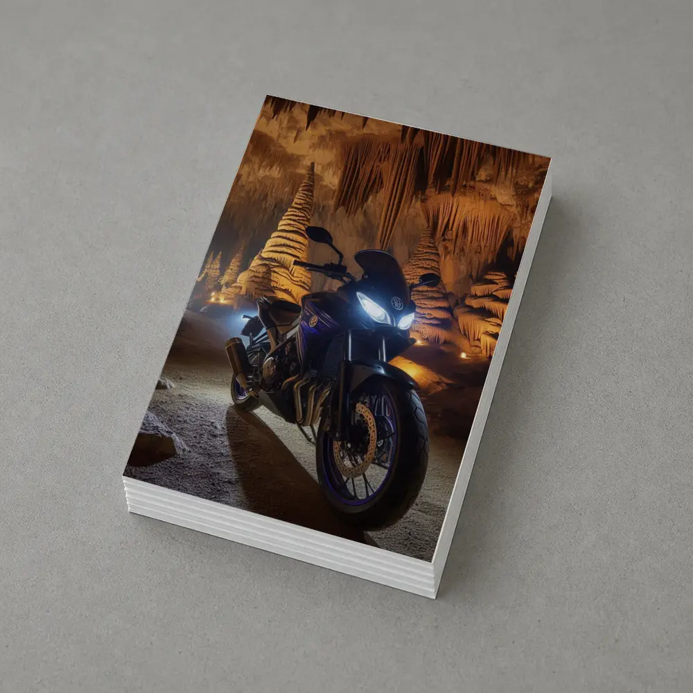 Yamaha Motorcycle Parked Inside Dramatic Cave – Postcards