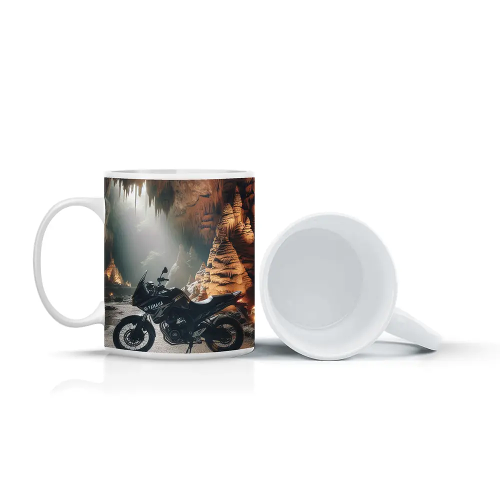 Yamaha Adventure Motorcycle Inside Mystical Cave – Mugs
