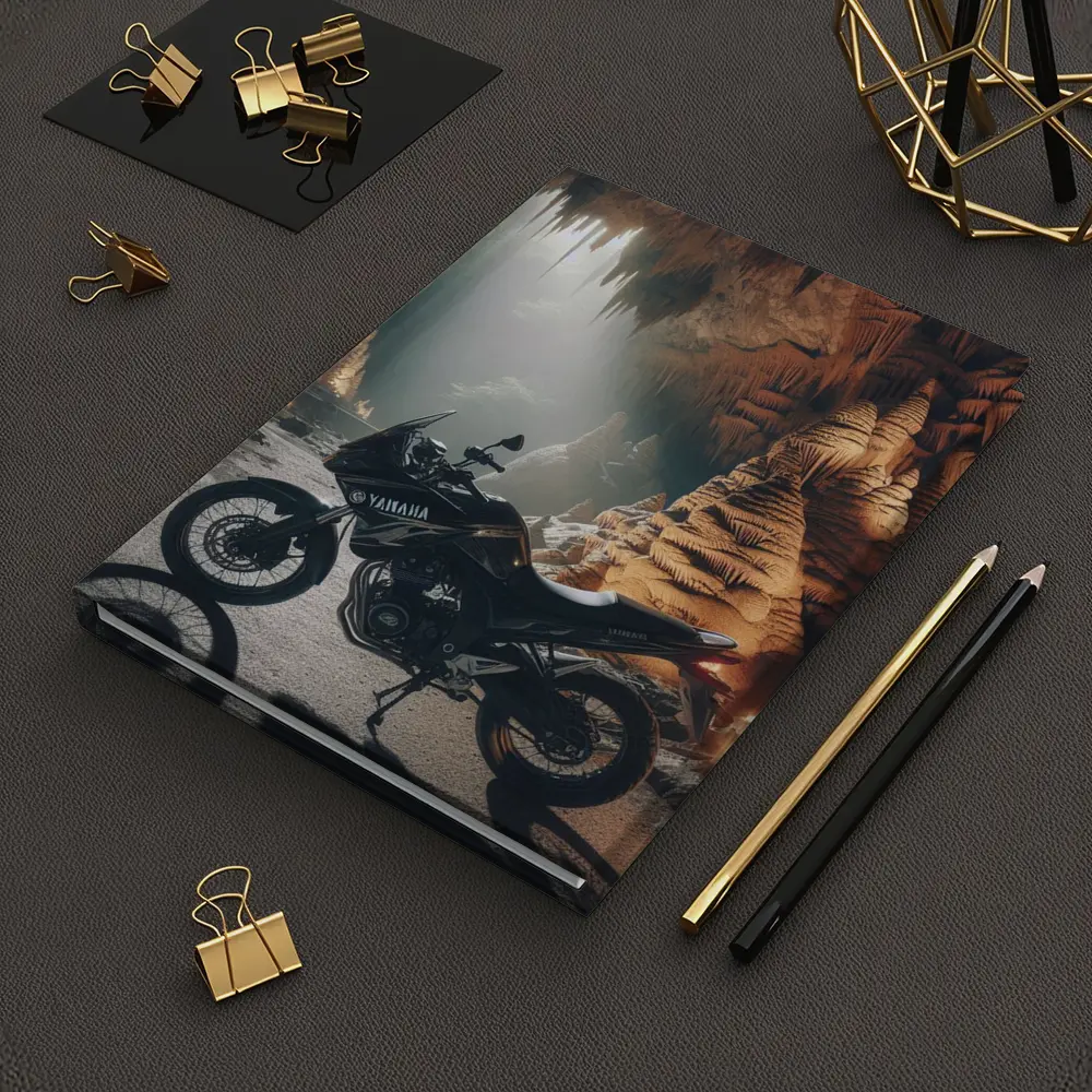 Yamaha Adventure Motorcycle Inside Mystical Cave – Notebooks