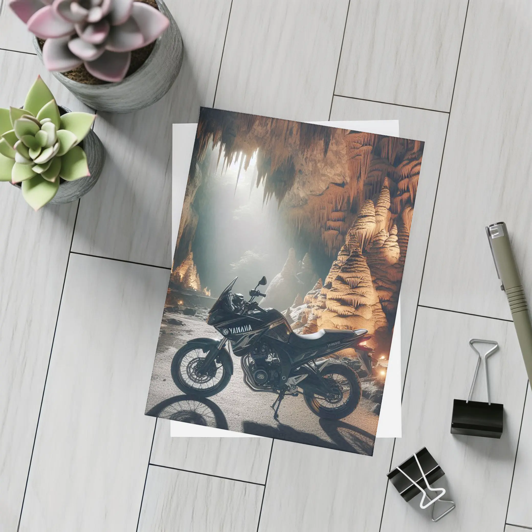 Yamaha Adventure Motorcycle Inside Mystical Cave – Postcards