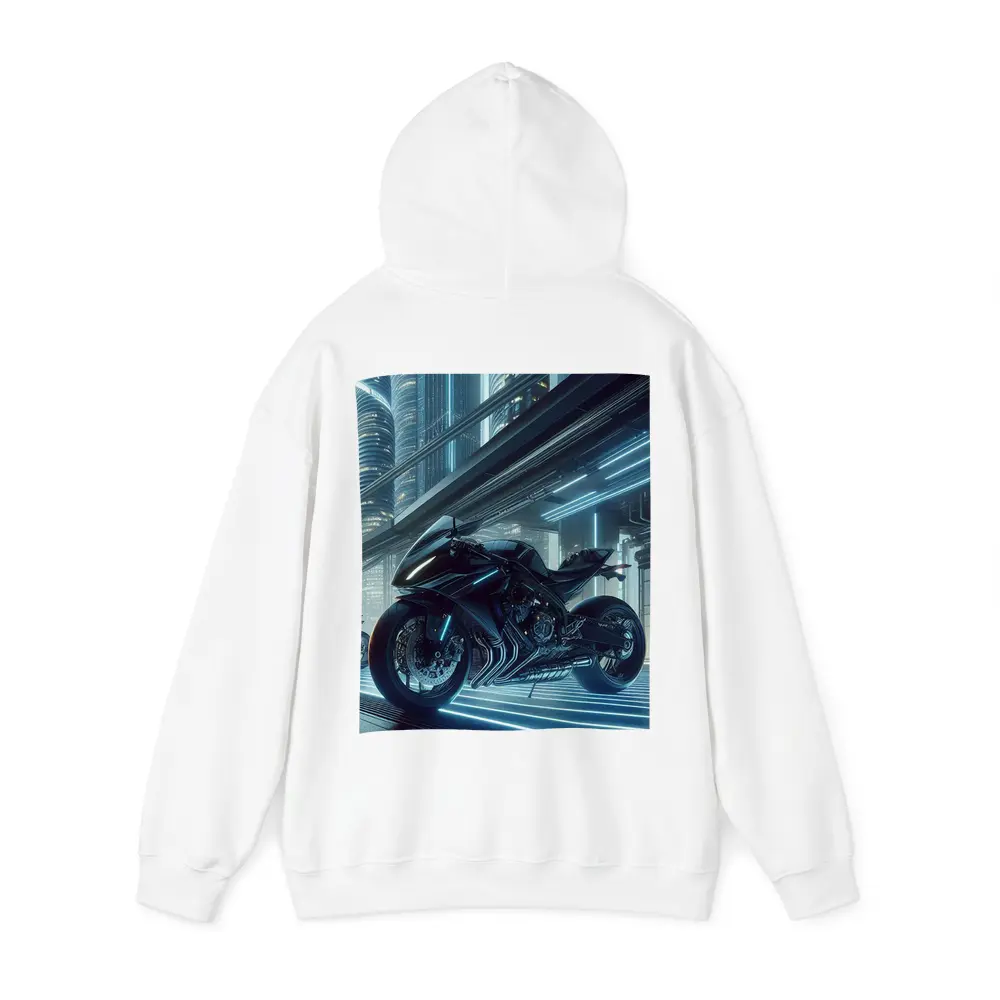 Black Futuristic Sport Bike Neon City – Hoodies