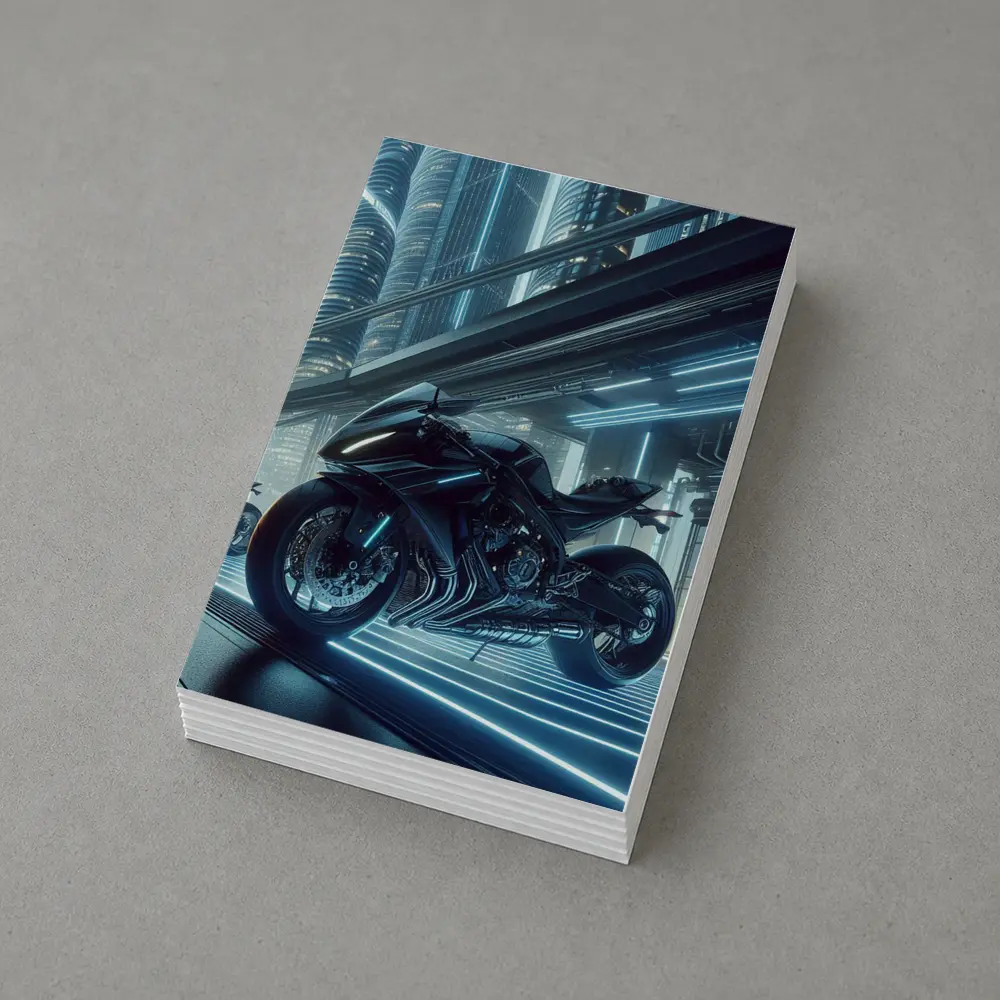 Black Futuristic Sport Bike Neon City – Postcards