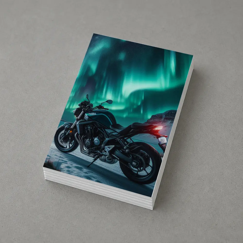 Naked Bike Motorcycle Under Northern Lights – Postcards