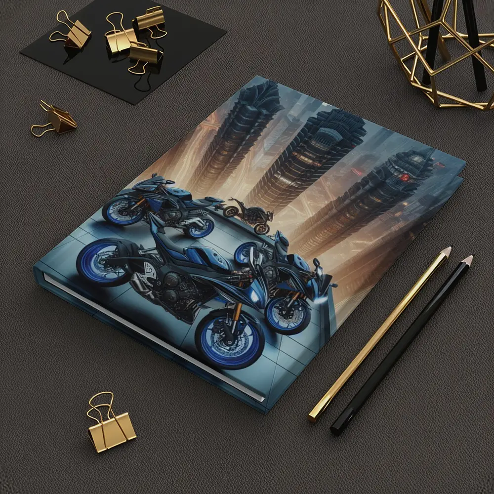 Sport Bikes Futuristic City Skyline Night – Notebooks