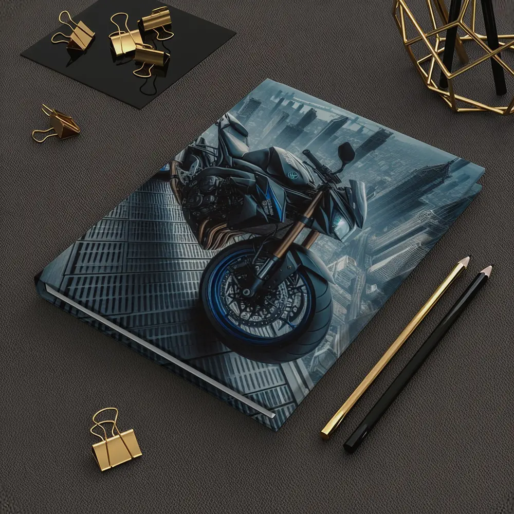 Yamaha Streetfighter Motorcycle Futuristic City Skyline – Notebooks