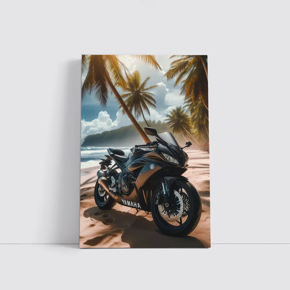 Yamaha Sport Bike Tropical Beach Palm Trees – Wall Art