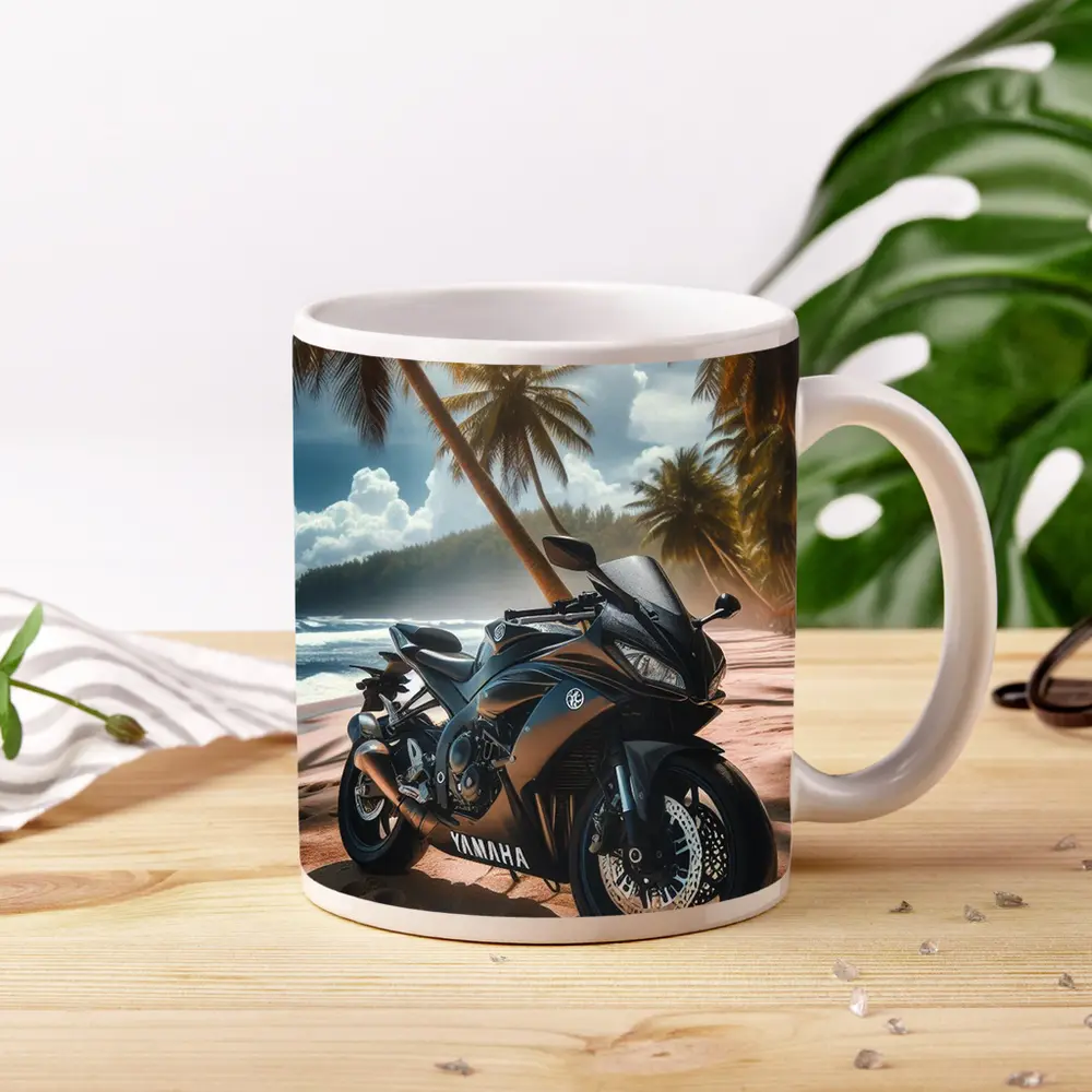 Yamaha Sport Bike Tropical Beach Palm Trees – Mugs