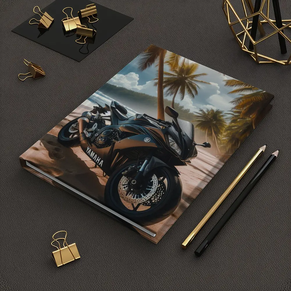 Yamaha Sport Bike Tropical Beach Palm Trees – Notebooks