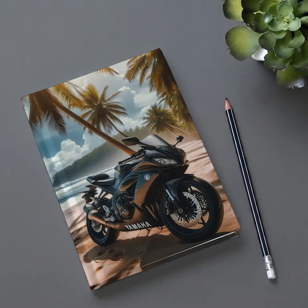 Yamaha Sport Bike Tropical Beach Palm Trees – Notebooks