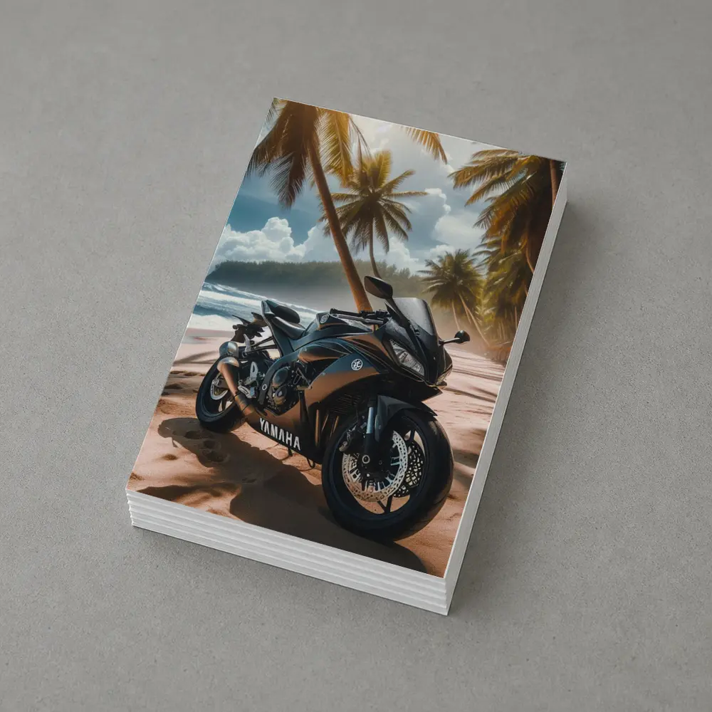 Yamaha Sport Bike Tropical Beach Palm Trees – Postcards