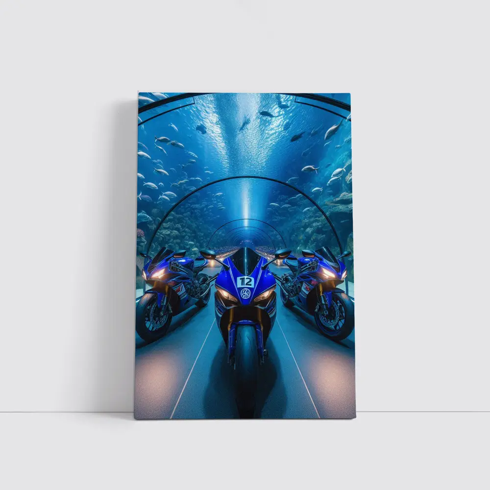 Yamaha R1 Superbikes Inside Aquarium Tunnel – Wall Art