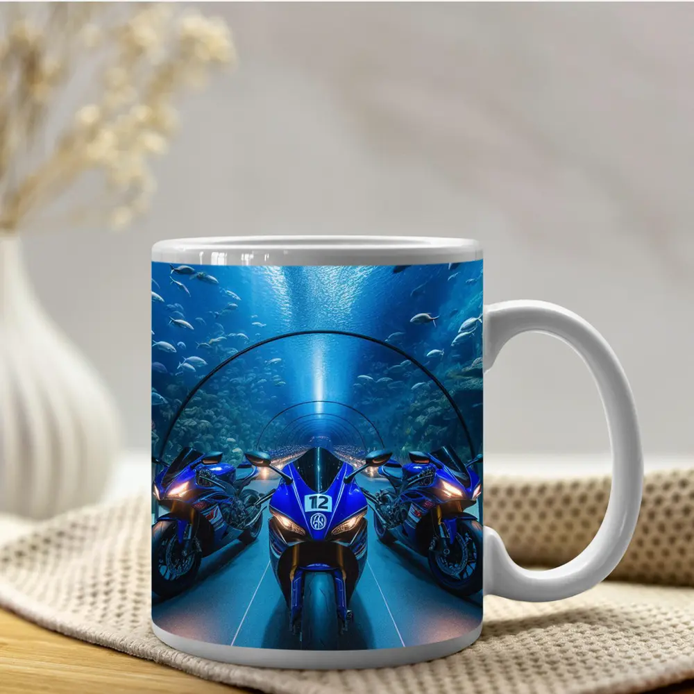 Yamaha R1 Superbikes Inside Aquarium Tunnel – Mugs