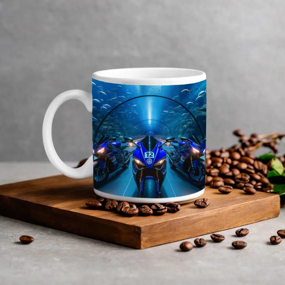 Yamaha R1 Superbikes Inside Aquarium Tunnel – Mugs