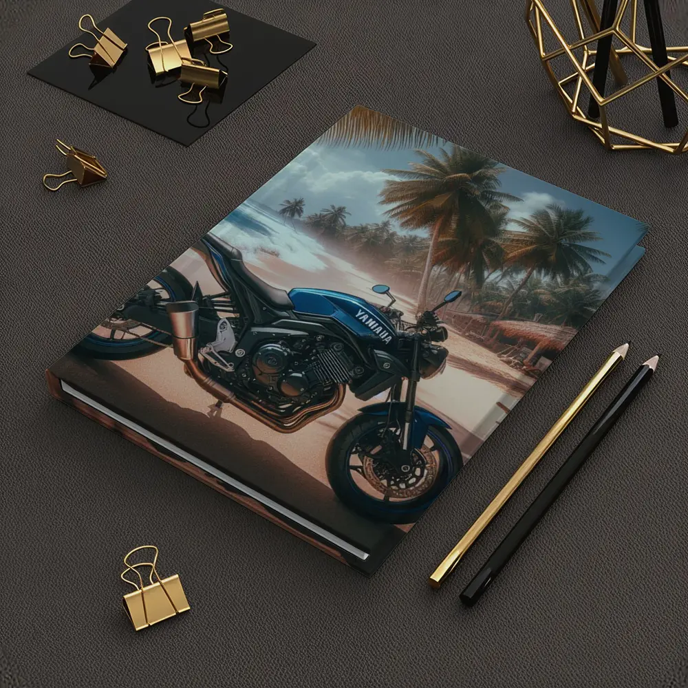 Yamaha Motorcycle Parked On Tropical Beach – Notebooks