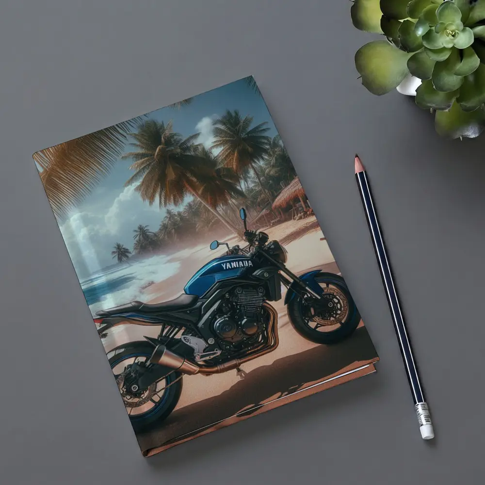 Yamaha Motorcycle Parked On Tropical Beach – Notebooks