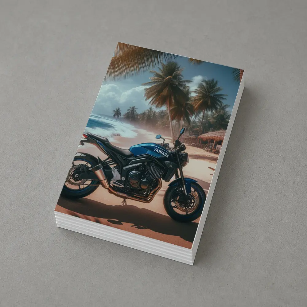 Yamaha Motorcycle Parked On Tropical Beach – Postcards