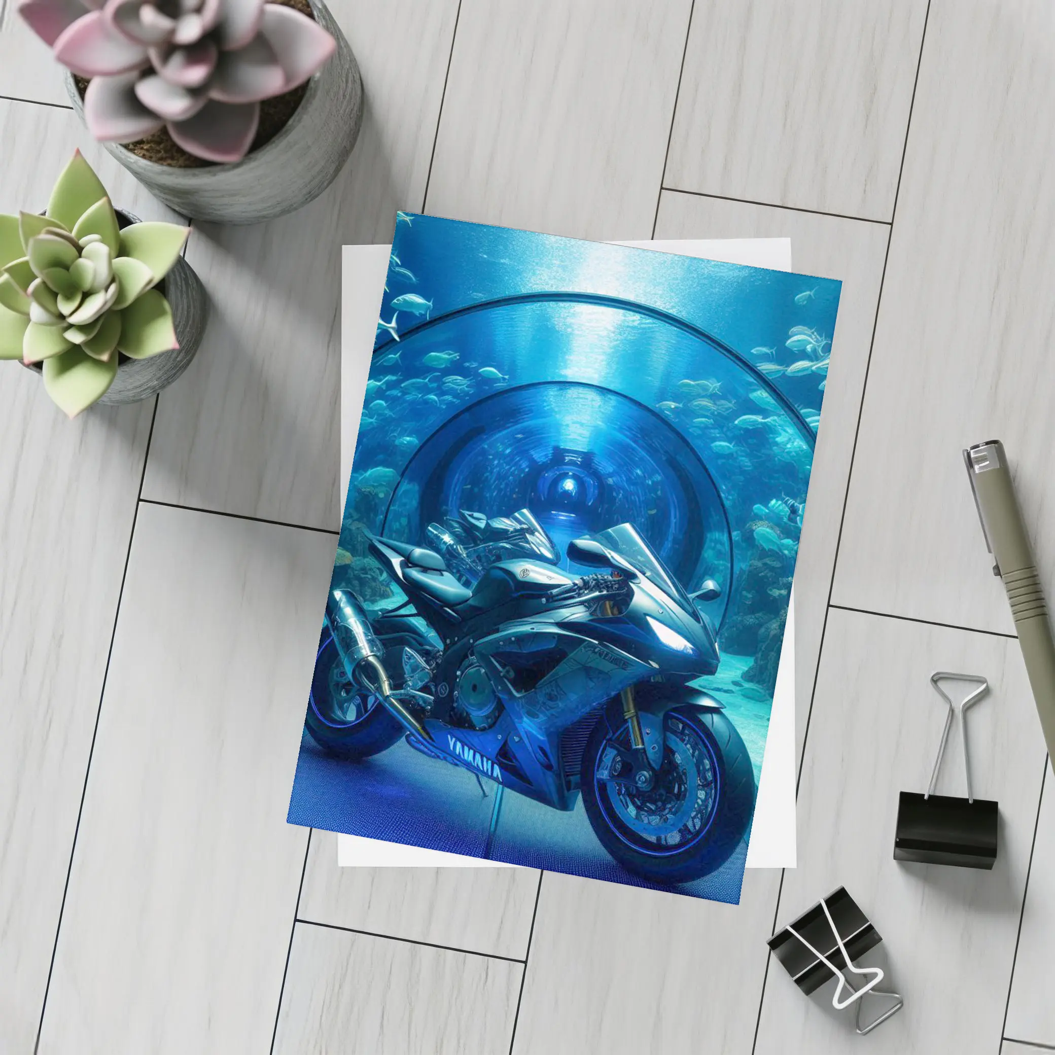 Yamaha Sport Bike Underwater Aquarium Tunnel – Postcards