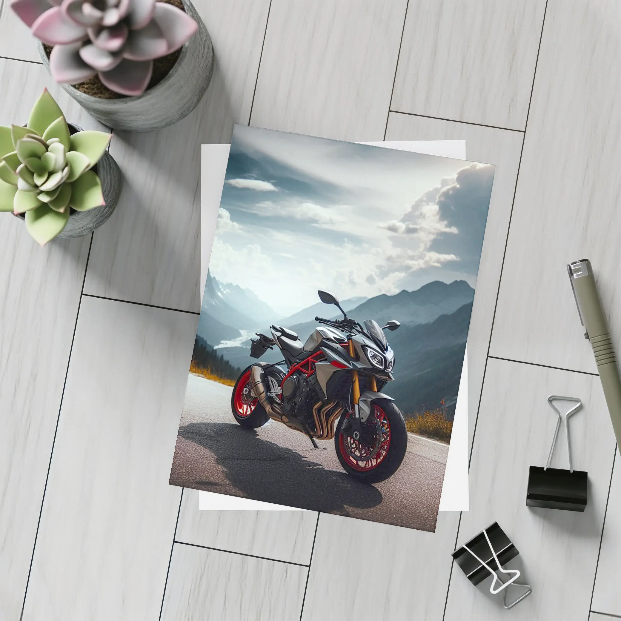 Ducati Streetfighter Mountain Road Dramatic Sky – Postcards