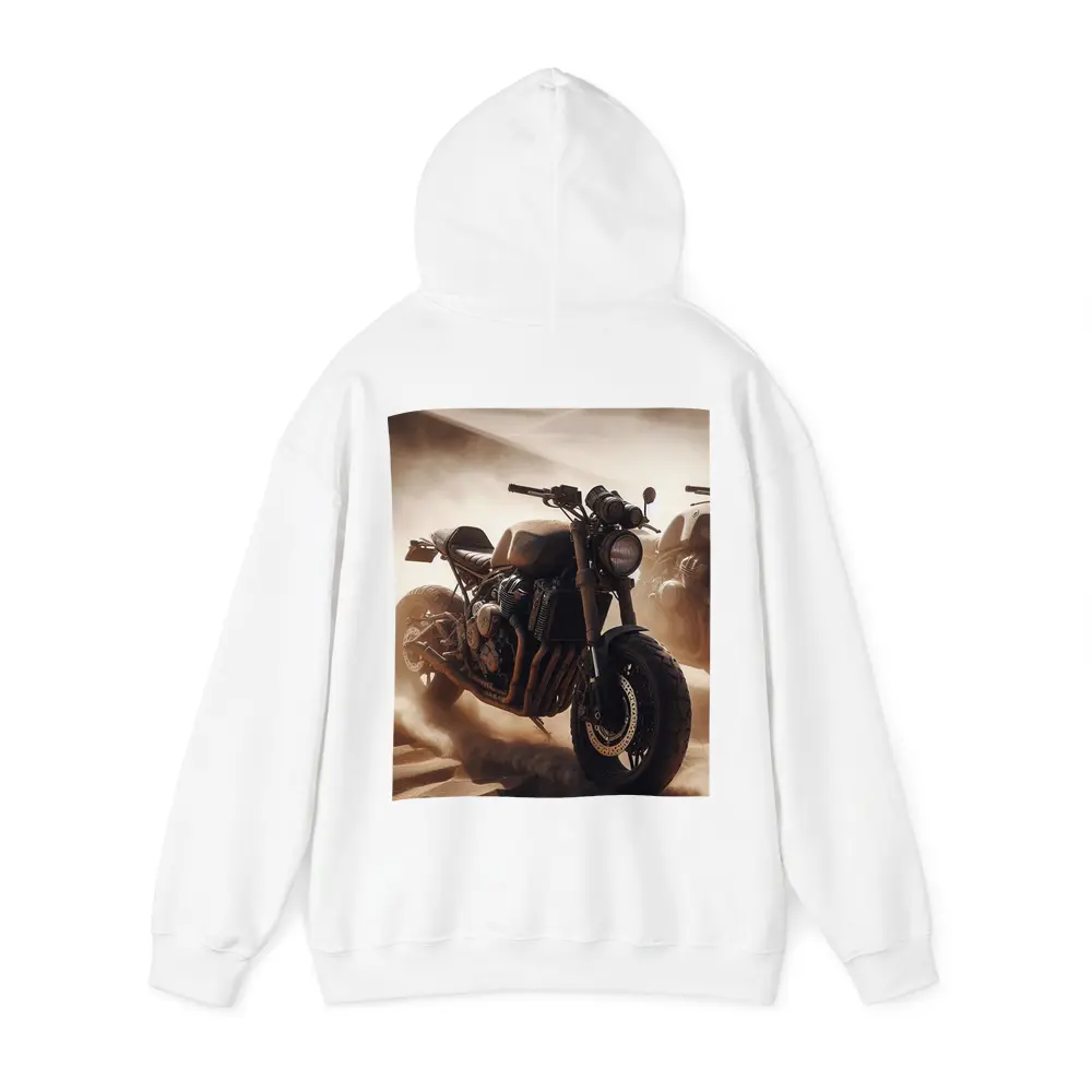 Cafe Racer Motorcycle Riding Through Desert Dunes – Hoodies