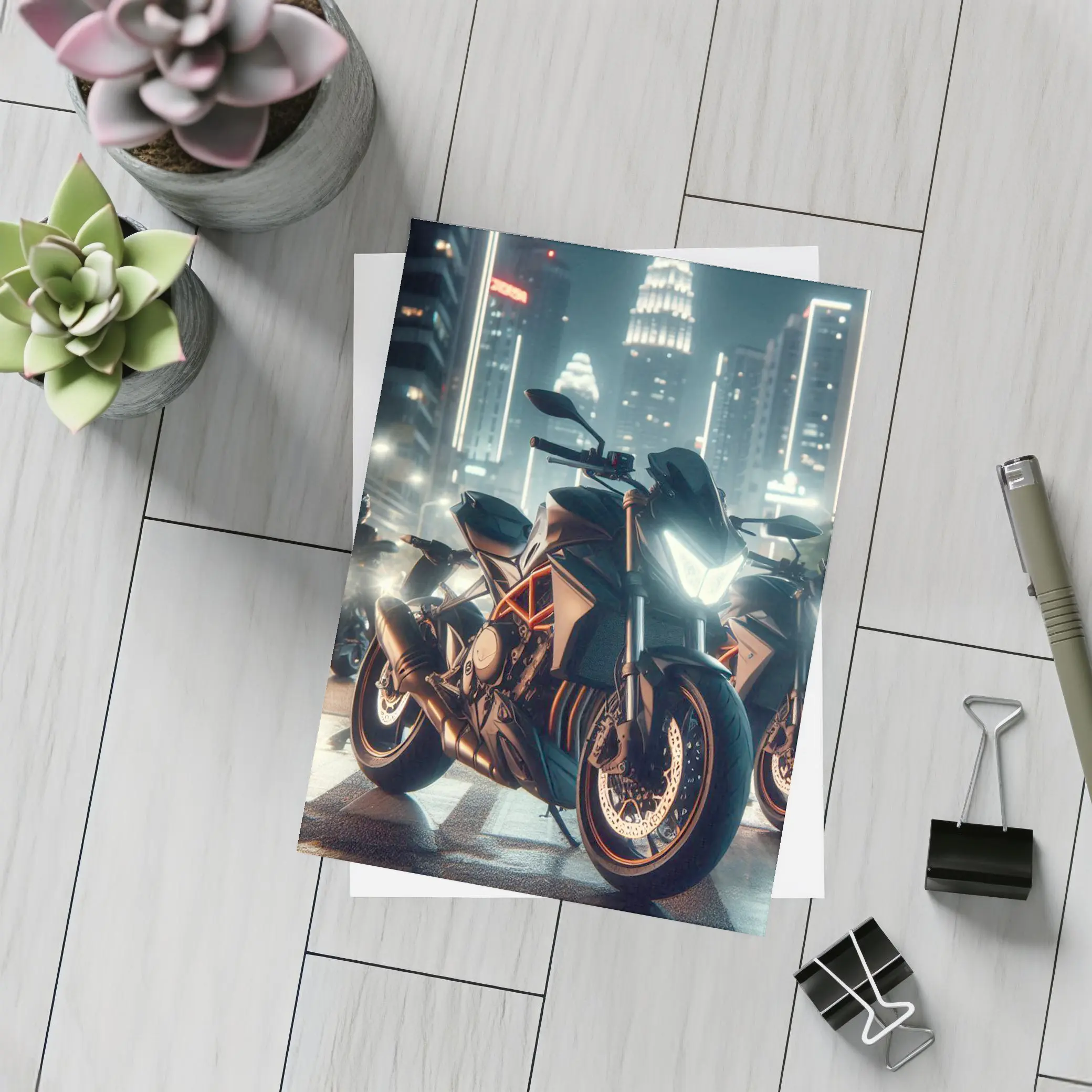 KTM Naked Bike City Night Streets – Postcards