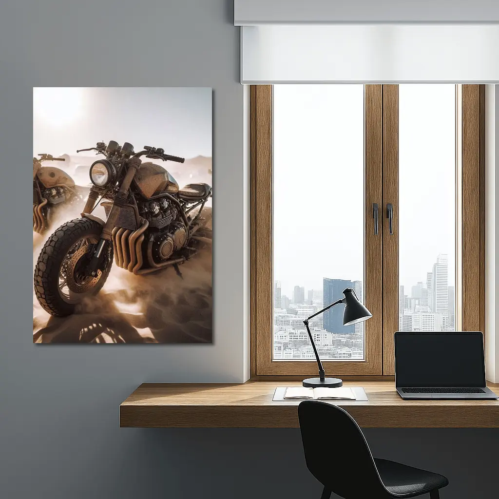 Desert Scrambler Motorcycle Sand Dunes Art – Wall Art