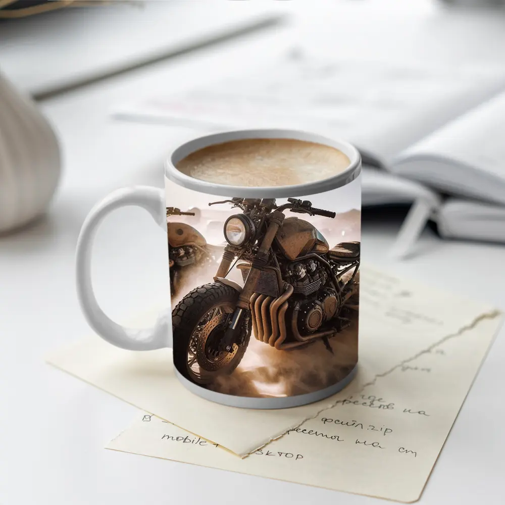Desert Scrambler Motorcycle Sand Dunes Art – Mugs