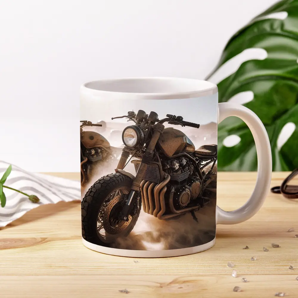 Desert Scrambler Motorcycle Sand Dunes Art – Mugs