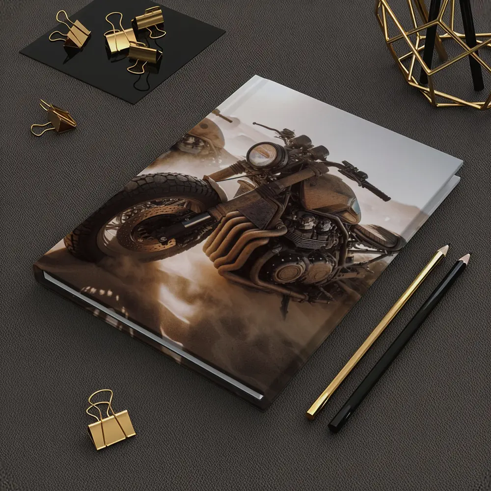 Desert Scrambler Motorcycle Sand Dunes Art – Notebooks