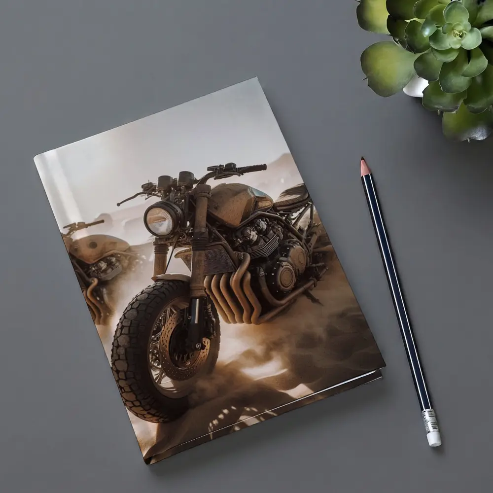 Desert Scrambler Motorcycle Sand Dunes Art – Notebooks