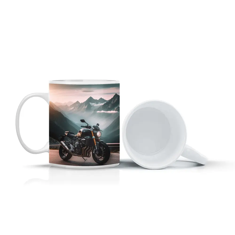 Naked Streetfighter Motorcycle Mountain Road Sunset – Mugs