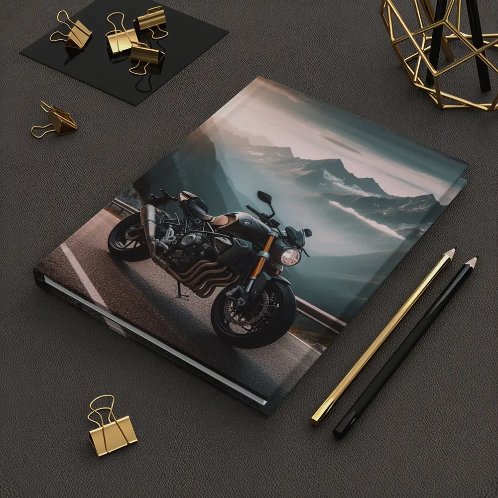 Naked Streetfighter Motorcycle Mountain Road Sunset – Notebooks