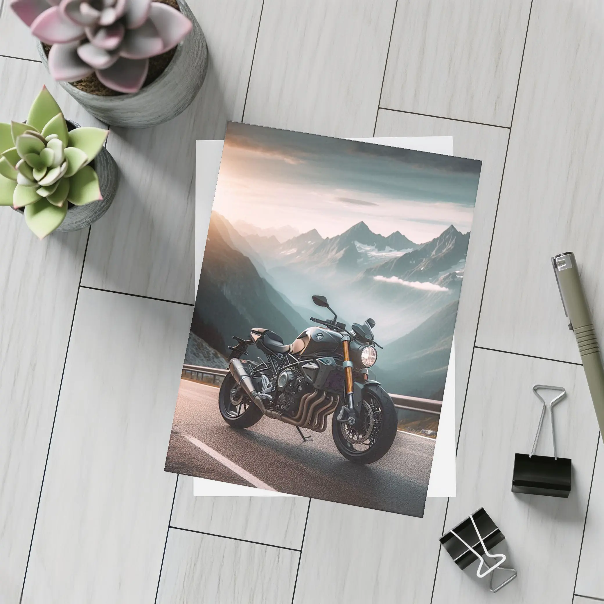 Naked Streetfighter Motorcycle Mountain Road Sunset – Postcards