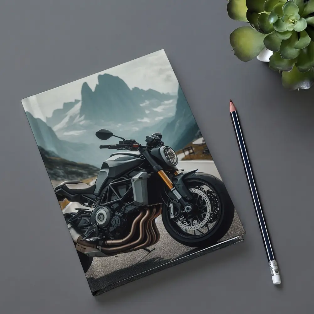 Naked Streetfighter Motorcycle Alpine Mountain Road – Notebooks