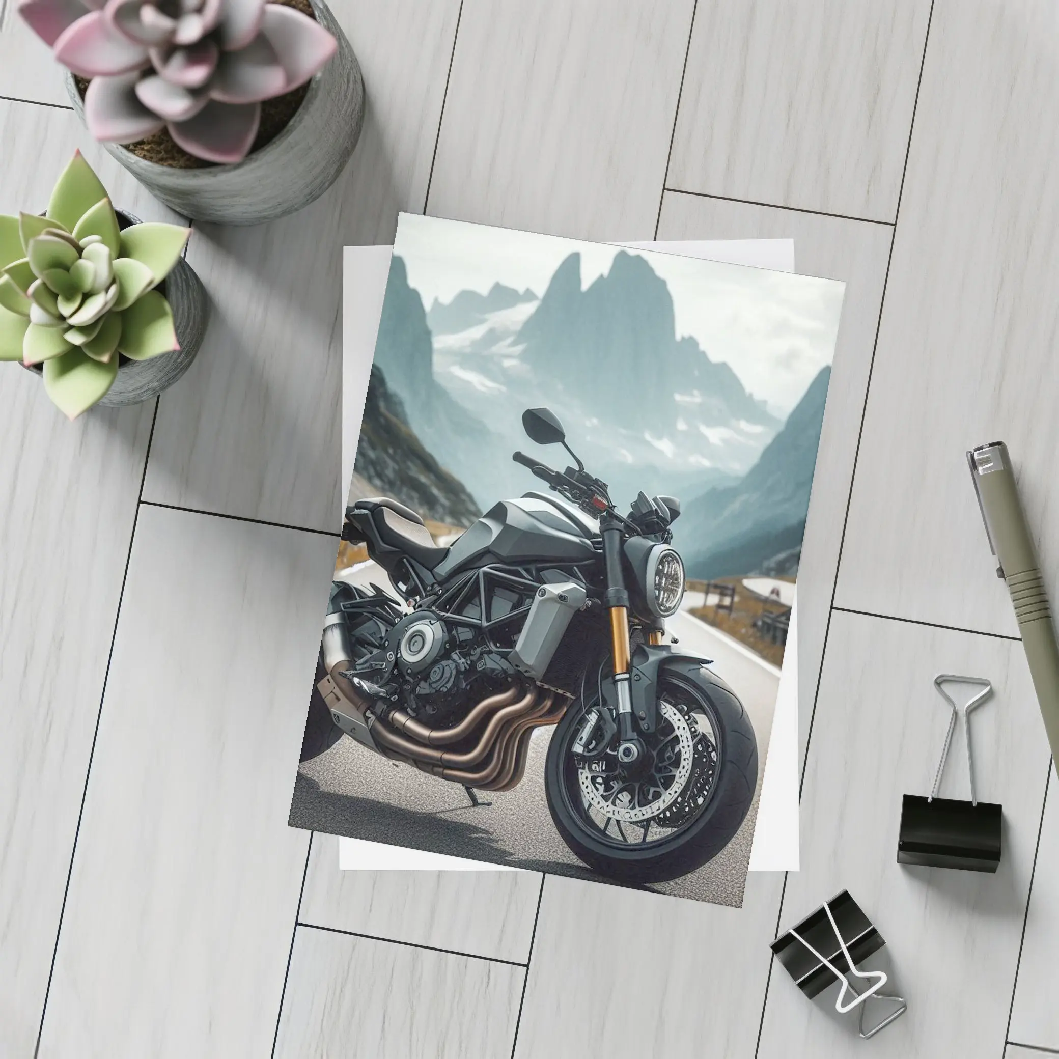 Naked Streetfighter Motorcycle Alpine Mountain Road – Postcards